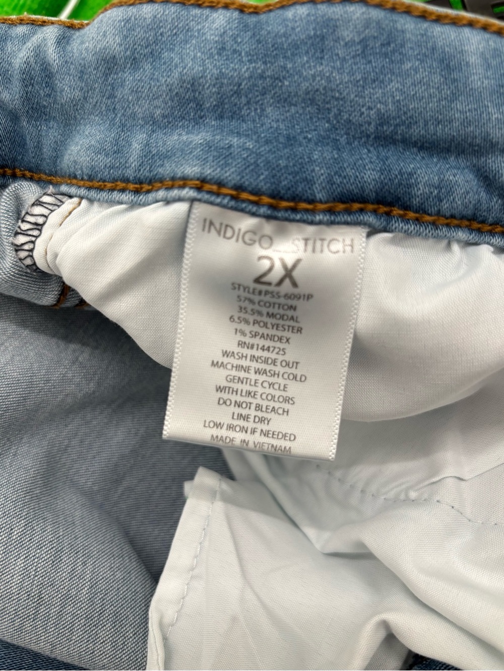 Light Blue Distressed Stretch Denim Shorts 2X - Picture 4 of 5